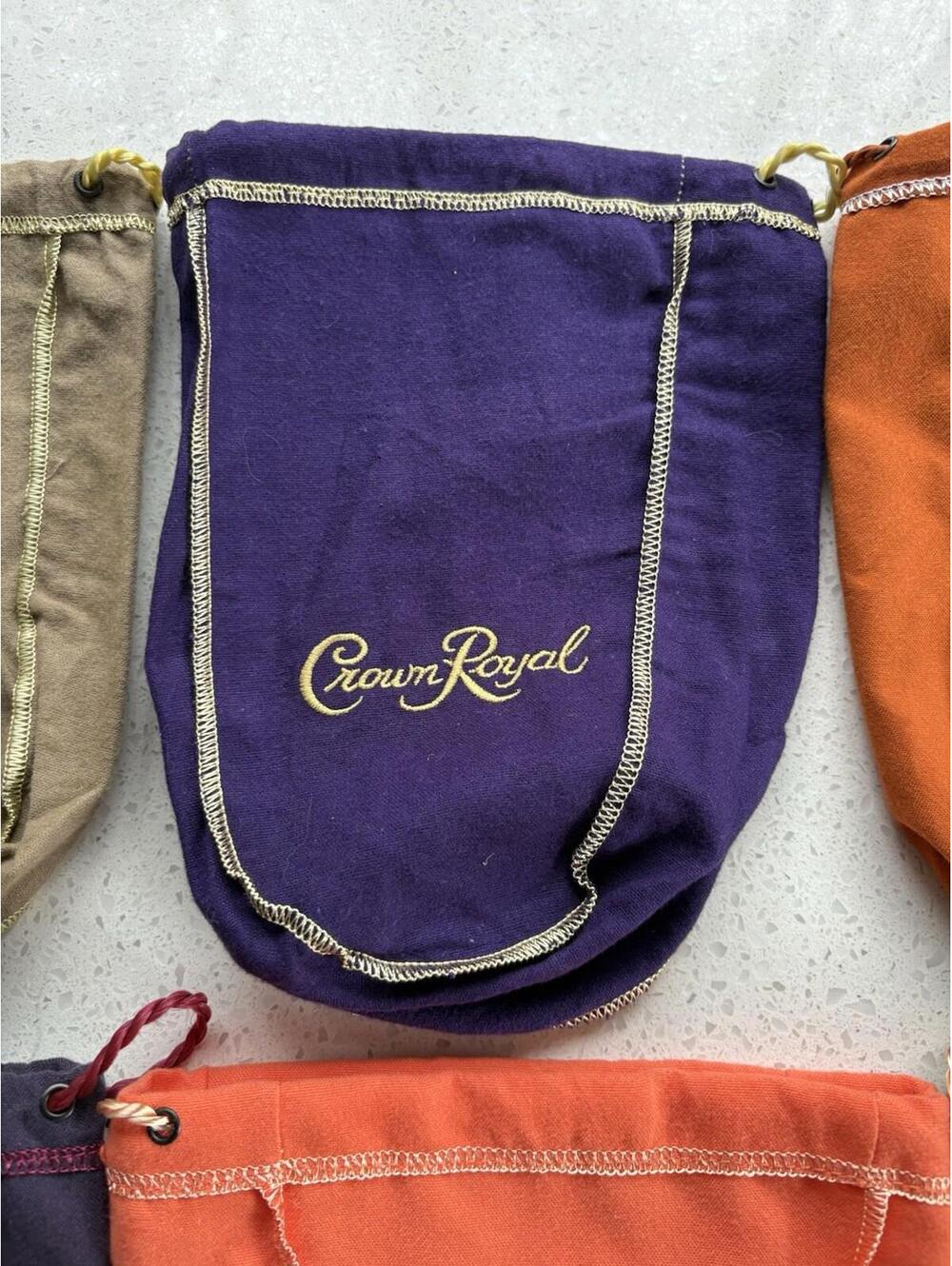 Lot of 6 Crown Royal Bags Variety of Colors Purple Green Vanilla Peach Caramel - Picture 7 of 16